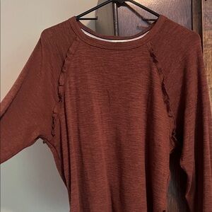 Women's Brown Ruffle Top